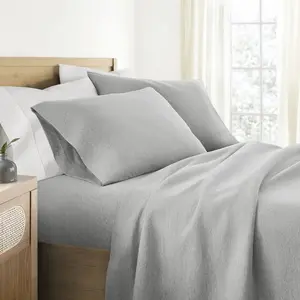 100% Cotton Jersey Sheets Set - Soft, Breathable, Deep Pockets, Easy Care - 3 Pieces - Becky Cameron, Light Gray, Twin