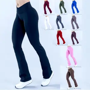 (With logo) DFYFN Seamless Sports Yoga Pants High Elasticity Crossed Flared Pants Fitness Wear for Women