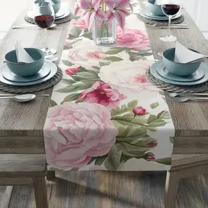 Bohemian Style Watercolor Floral Pattern Table Runner, Colorful Elegant Print Tablecloth, Perfect for Parties, Family Gatherings, Dining Decor, Table Setting