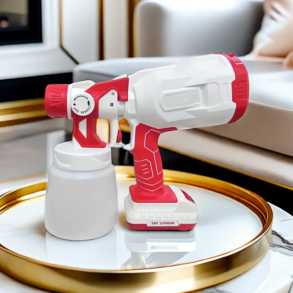 800ML 18V high-power household electric paint sprayer, cordless electric spray gun, high-power HVLP paint sprayer, automotive furniture steel coating air brush easy to spray clean, perfect choice for beginners
