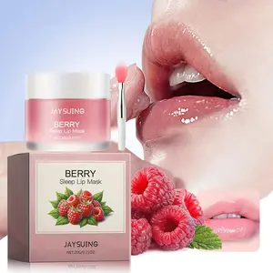 A bottle of berry sleep lip mask Lip Treatment containing vitamin C, coconut oil, shea butter, lip moisturizing and hydrating, elastic and tender care lip mask 20G+lip brush