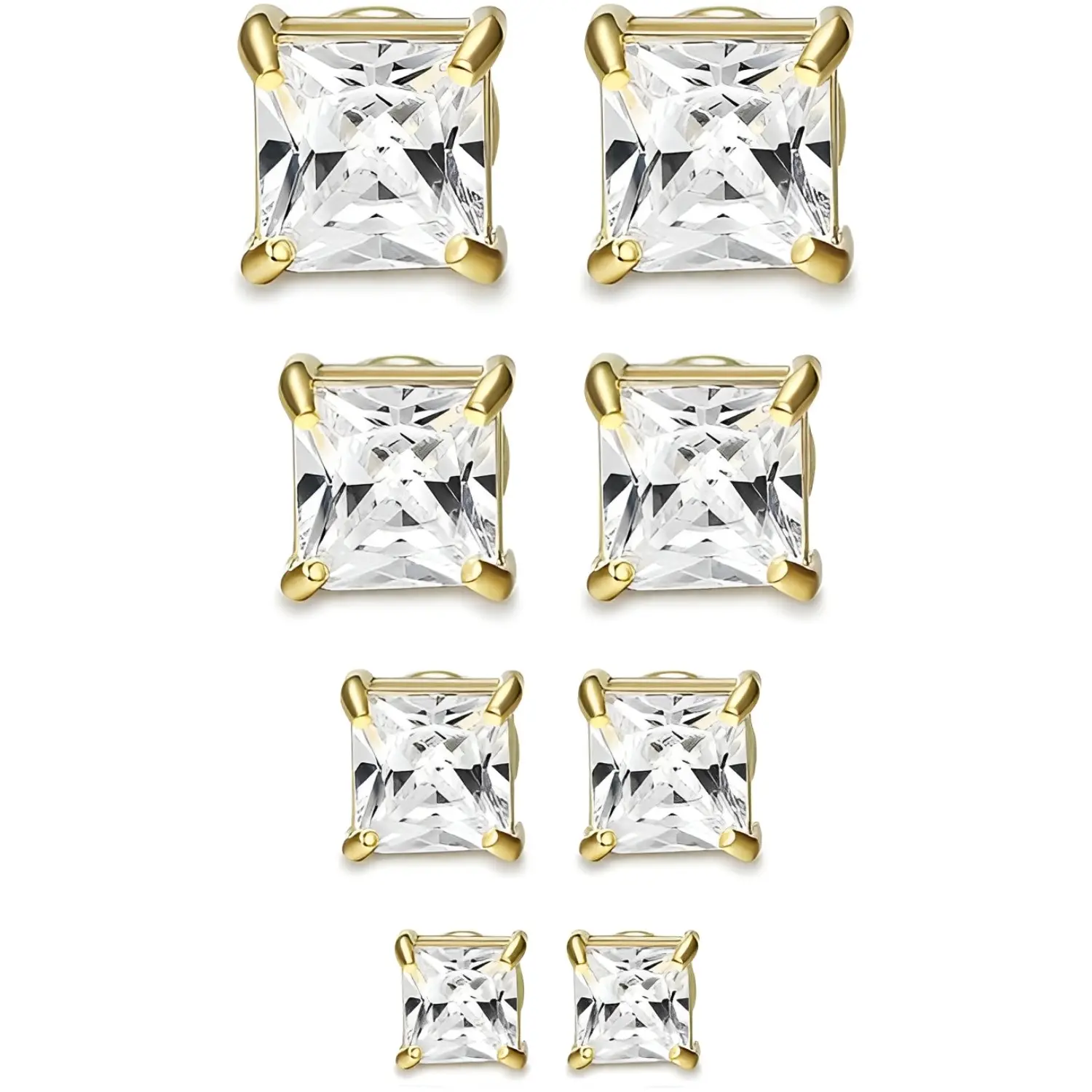 4pairs-Square CZ-Gold