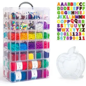 7 Layers Stackable Storage Container 70 Adjustable Compartments White Perfect for Kids Toys Art Crafts Jewelry Supplies Mini Case & Letter Sticker Included