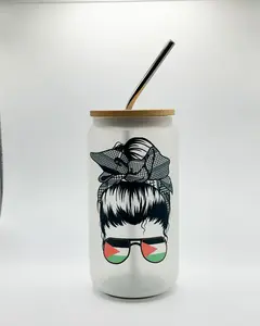 Palestinian Girl Frosted Glass Can Tumbler