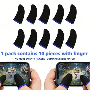10 Pcs Gaming Finger Cots, High Sensitivity Sweat-Proof Touchscreen Thumb Gloves, 24 Pin Superconductive Fiber, Esports Game Accessories, Game Peripherals