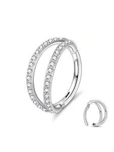 Rhinestone Nose Ring, Stainless Steel Nose Ring, Hinged Nose Ring, Body Jewelry for Women & Men, Trendy Versatile & Exquisite Nose Jewelry, Great Birthday Gift