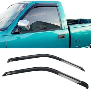 Fits 88-98 Chevy GMC C1500 K1500 95-99 Tahoe 92-99 Yukon Tape On External Window Visor 2PC Set Slim Style Acrylic Smoke Tinted Sun Rain Wind Guards Shield Vent