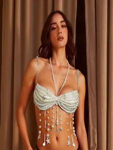 Luxury Pearl Shell Layered Body Chain, Mermaid Style Choker Necklace, Party Evening Dress Accessory, Sexy Nightclub Essential