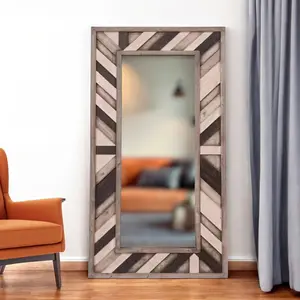 HomeRoots 415091 71 in. Ivory & Gray Wood Framed Leaning Accent Mirror