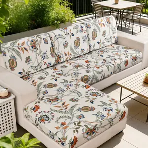1pc Milk Silk Outdoor Cushion Cover, Vintage Floral Print, Washable Sofa Protector for 1-4 People, Indoor/outdoor Furniture Protection