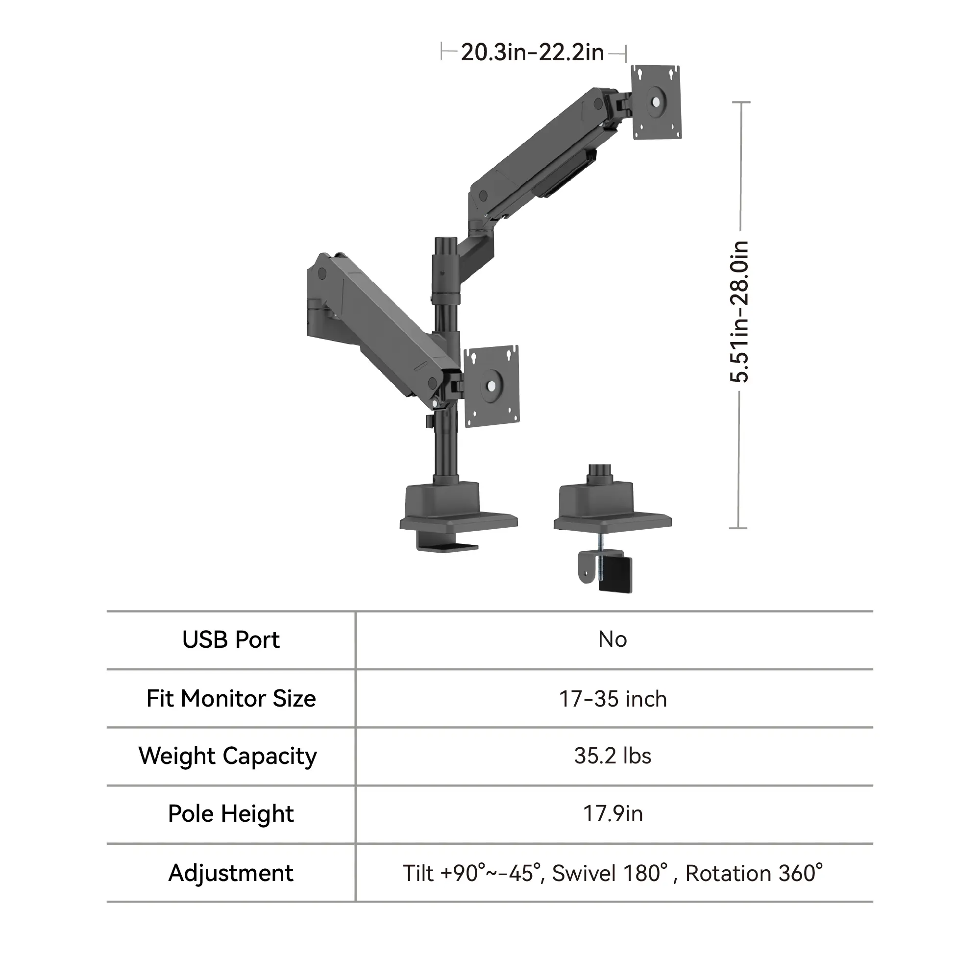 Non-USB-Black Dual Pole Stand