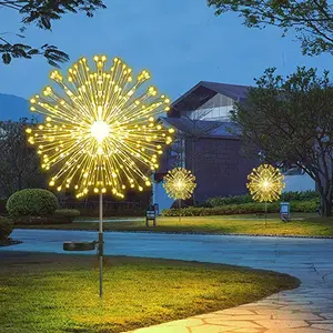 Cross-border LED solar ground-mounted firework lights, dandelion string lights, outdoor holiday garden decorative lawn lights
