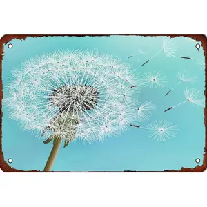 White Dandelion Turquoise Vintage Metal Tin Signs Decor Front Wall Decoration For Bars Homes Garages Men's Caves Tin Signs Warn Beer Metal Bar Vintage Funny Home