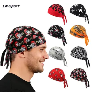 2Pcs / 8 Pack Skull Pirate Print Do Rag Skull Caps | MotorcycleTok CyclingTok OutdoorTok Sweat Wicking Cooling Breathable Helmet Liner Bandana | for Men Biker Cycling Motorcycle Hiking Gym Outdoor Sports