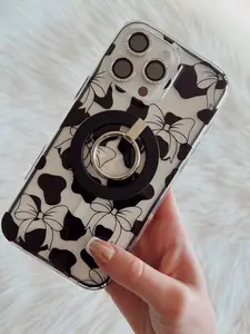 Clear Cowprint Bow MagSafe Phone Case aesthetic girly