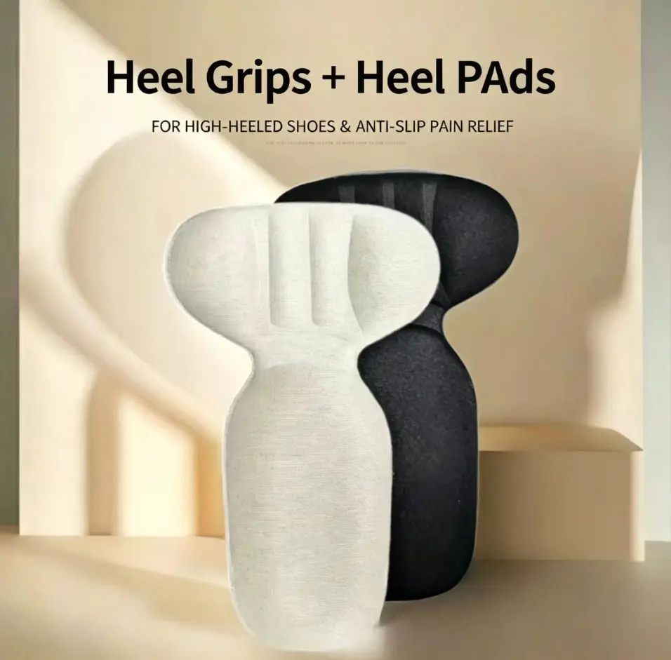 2-in-1 Cut-to-Fit Footwear Heel Cushions - Anti-Slip, Soft Shock-Absorbing Heel Cups for Pain Relief, Blister Prevention, Ideal for Wedding & Office Shoes (Sports & Outdoor Protective Gear Accessory)