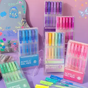 8 styles, 1 set 6 minimalist neutral painting pens, dopamine transparent solid colour theme, minimalist style, large capacity quick dry DIY drawing art colouring markers, used learning sorting colorful fluorescent marking.