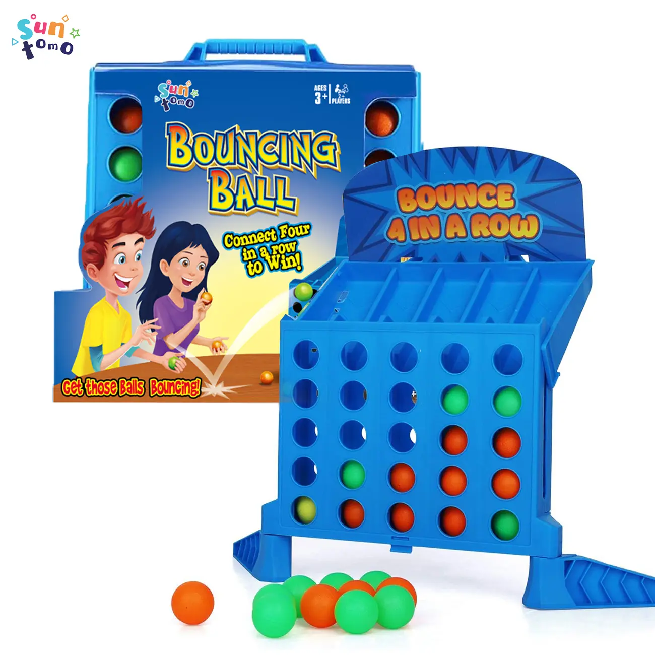 Suntomo Bounce Balls Shots Game, 4 in a Row Parent-Child Interaction Board Game Educational Toy, Bounce Ball Game Family Party Games, Funny Ball Tabletop Game Toys for Adults and Kids