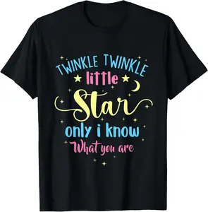 100% Cotton Unisex Twinkle Twinkle Little Star Gender Reveal Party Shower T-Shirt