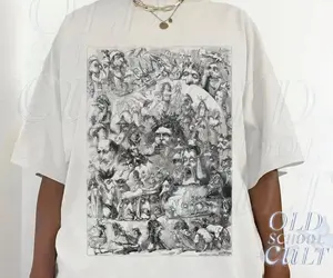 Vintage Dreamy Art Graphic Shirt, Retro Creepy 90s Shirt, Abstract Art Cotton Shirt, Line Art Vintage Tee, Oversized Cool Gift