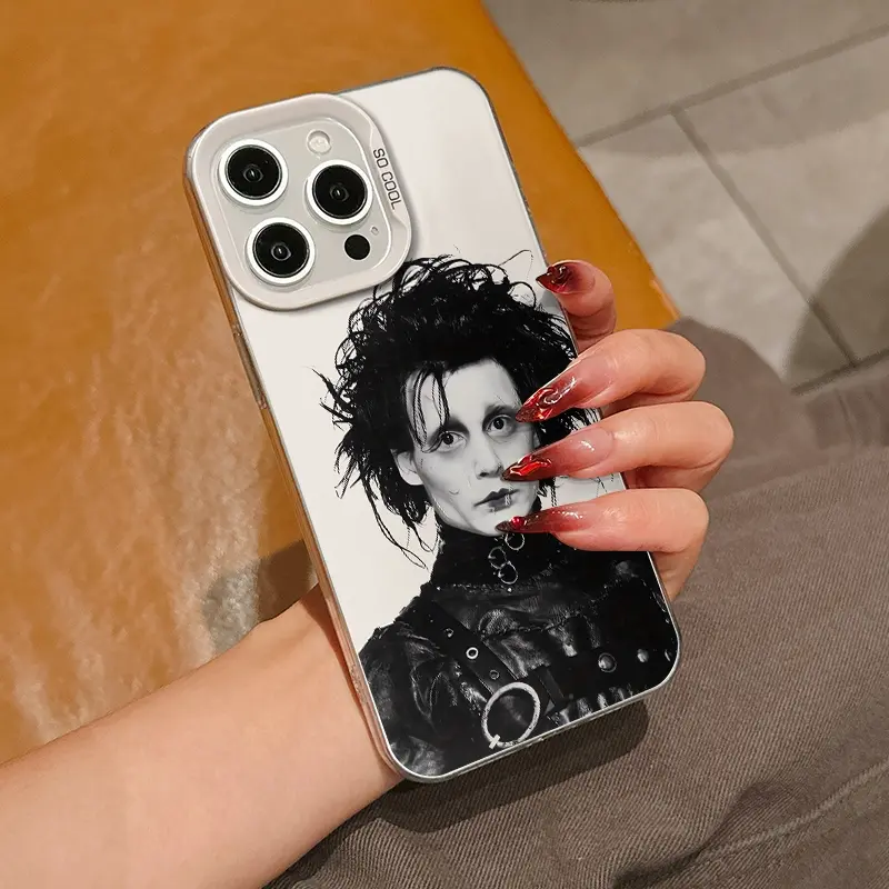 Silver Color Edward Scissorhands Tpu Anti-Drop Phone Case for iPhone 6-16 Pro Max, Perfect Gift for Women, Girls, Boyfriend