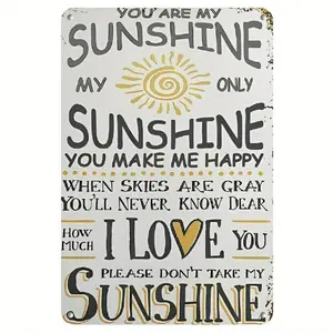 [Vintage Quote Sign] Vintage Aluminum 1pc You Are My Sunshine Quote Sign 8*12 Inch |   Wall Decor for Home - Art Deco Style, Single-Side Customization, Multi-Purpose, No Power Needed