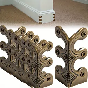 2pcs Chinese Antique Solid Brass Corner Protectors - Vintage Ornate Design, Skirting Board Edge Guards for Furniture & Baseboard Protection, Decorative Metal Wall Protectors, Corner Protectors Furniture, Injury Prevention, Traditional Chinese Style