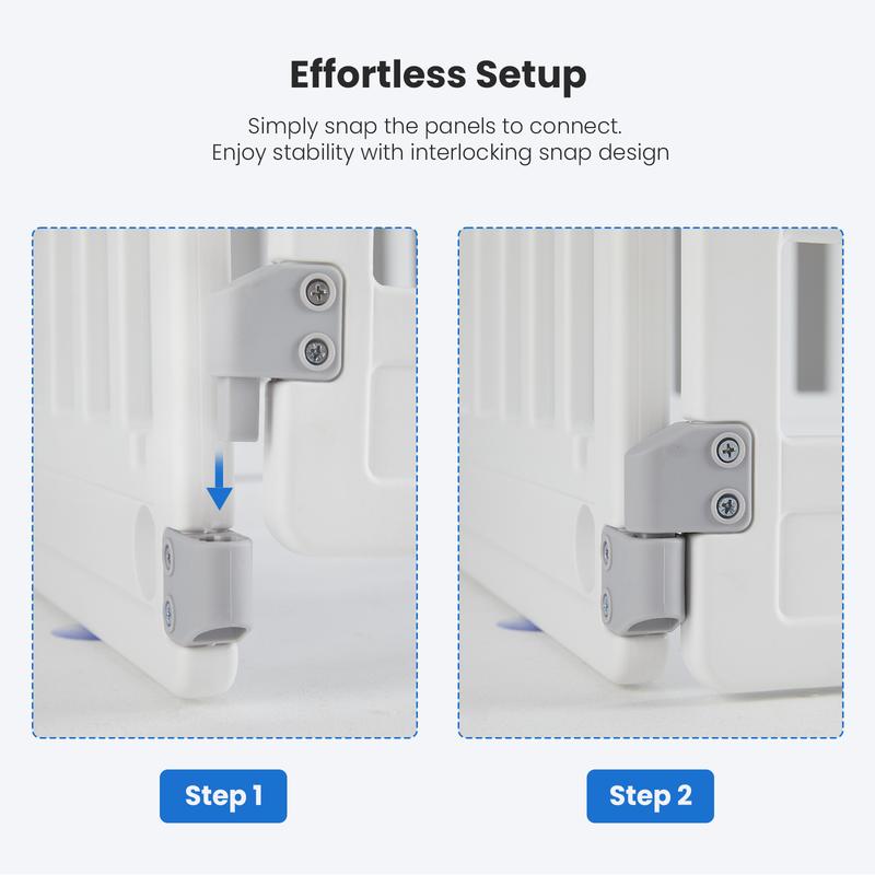 Plastic Pet Playpen, Durable Puppy Playpen with Lockable Door and Non-Slip Bottom, Portable Indoor Outdoor Puppy Pen