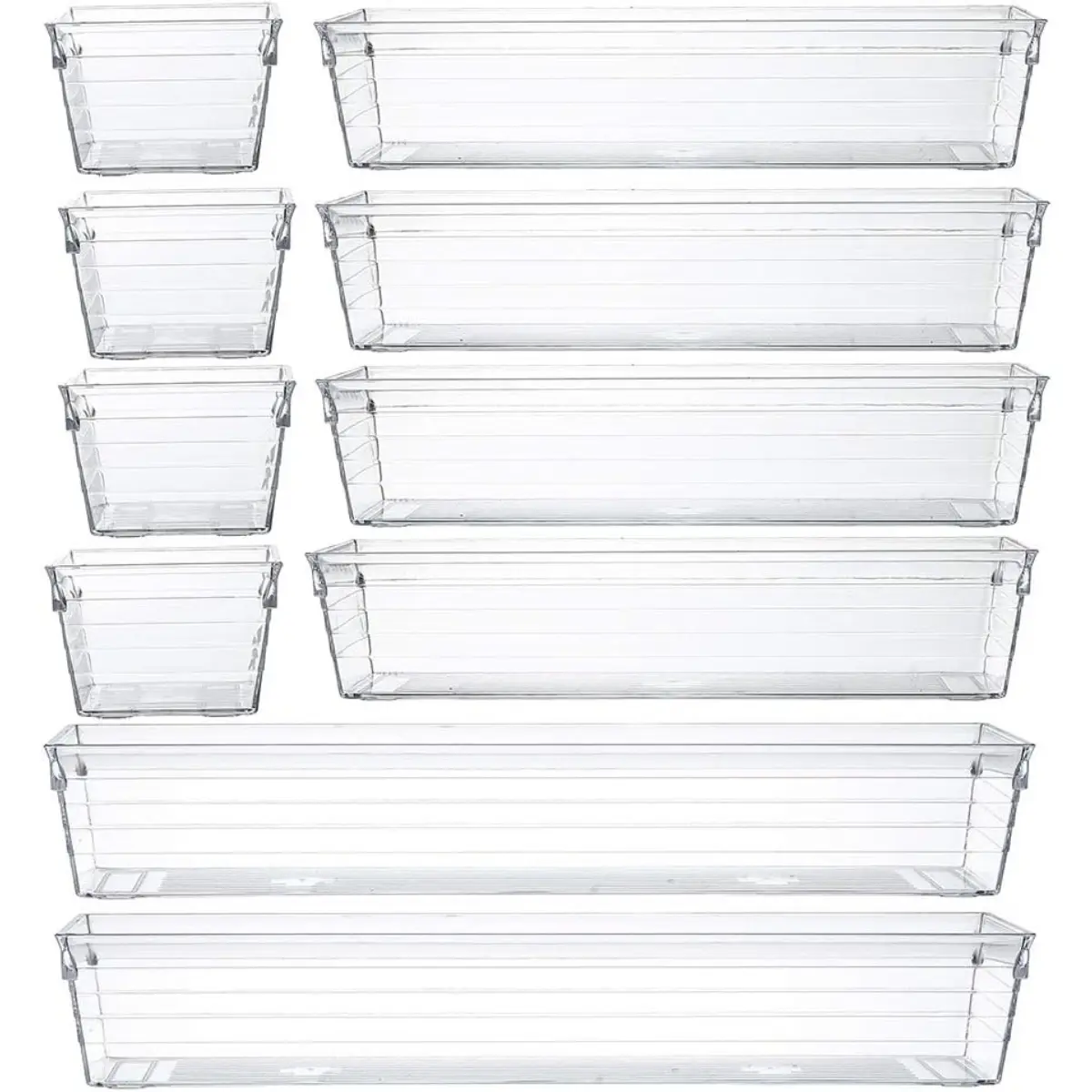 10 Pcs Makeup Drawer Organizer, Storage Tray for Makeup, Drawer Organizer For Kitchen Utensils, Jewelries, and Gadgets, Storage Trays For Makeup, Kitchen, Bedroom, Office, Desk Boxes Plastic
