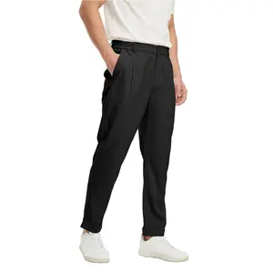 TBMPOY Men's Linen Pants Slim Fit Cotton Casual Pants Lightweight Elastic Waist Summer Beach Pants with Pockets Trousers