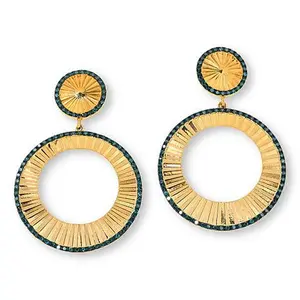 Rarities 3/4ctw Diamond Fluted Round Drop Gold-Plated Earrings