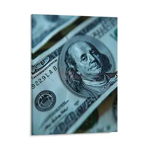 100 Dollar Theme Canvas Posters Wall Art Prints Vintage Hundred Dollar Bill Cash Printing Home Wall Aesthetic Living Room Bedroom Office Decor Festival Gift