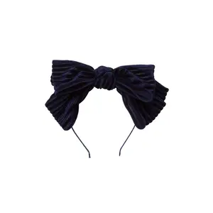 Floppy Velvet Stripe Headband - Navy