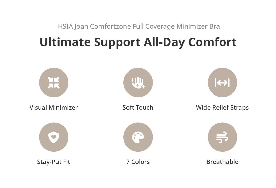 HSIA Joan Comfortzone Plus Size Soft Unlined T-Shirt Minimizer Bra Underwire Full Coverage 1/4 Inch Reducing Effect Seamless Support SpringStatements