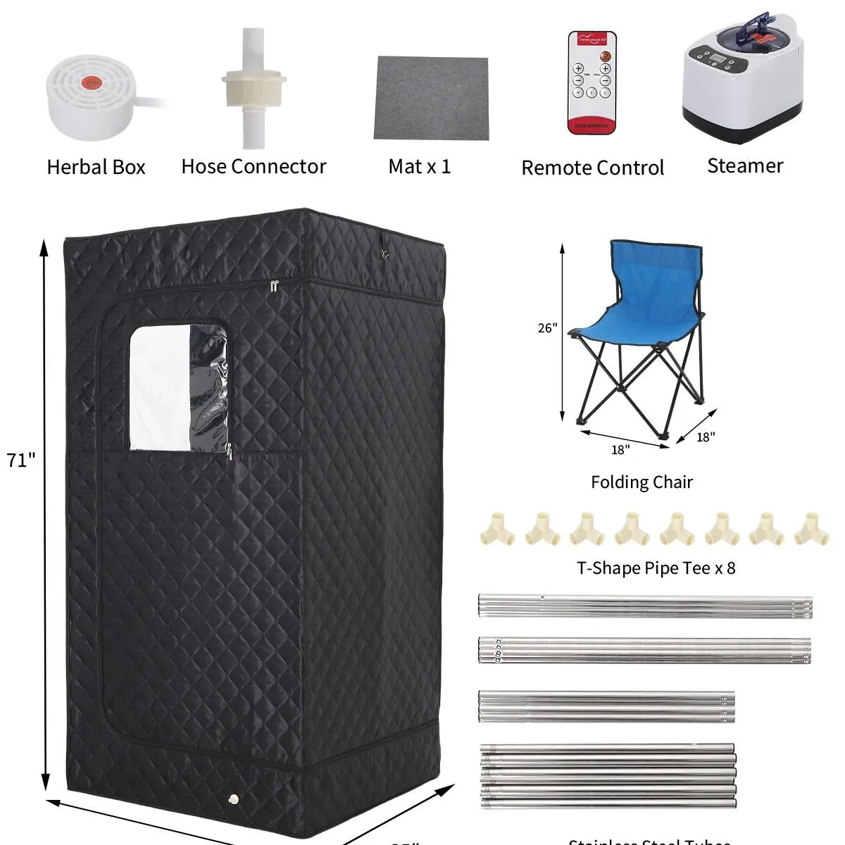 Single-person sauna room-71" x 35" x 35"-3L/1200W