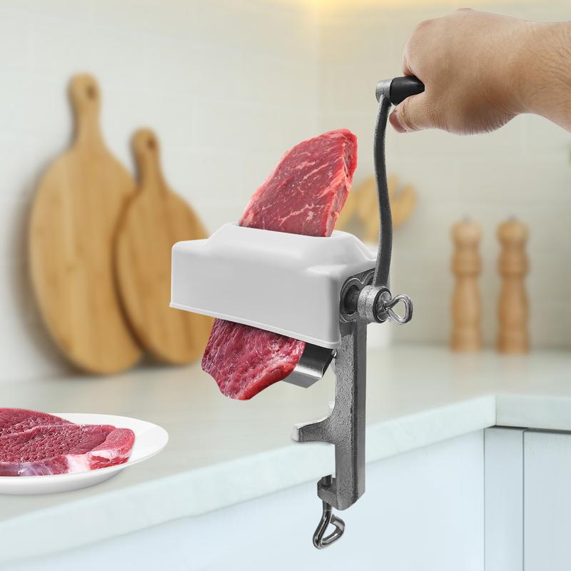 Commercial Manual Meat Tenderizer Machine, Meat Tenderizer Tool, Quick and Easy Pork Beef Chicken Steak Flatten Tool, Stainless Steel Construction Clamp-on Rolling Meat Tenderizer Kitchen Tool Kitchenware Utensils