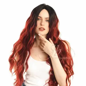 JBEXTENSION NATASHA  30 Inches Ombre Red Color Long Body Wave no cut lace Frontlace Wig NATASHA