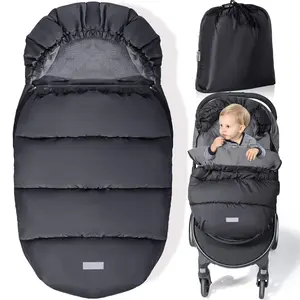 Universal Stroller Footmuff, Winter Baby Stroller Bunting Bag, Warm Coral Fleece Stroller Sleeping Bag for Cold Weather, Waterproof & Windproof, Baby Winter Must Have, Black