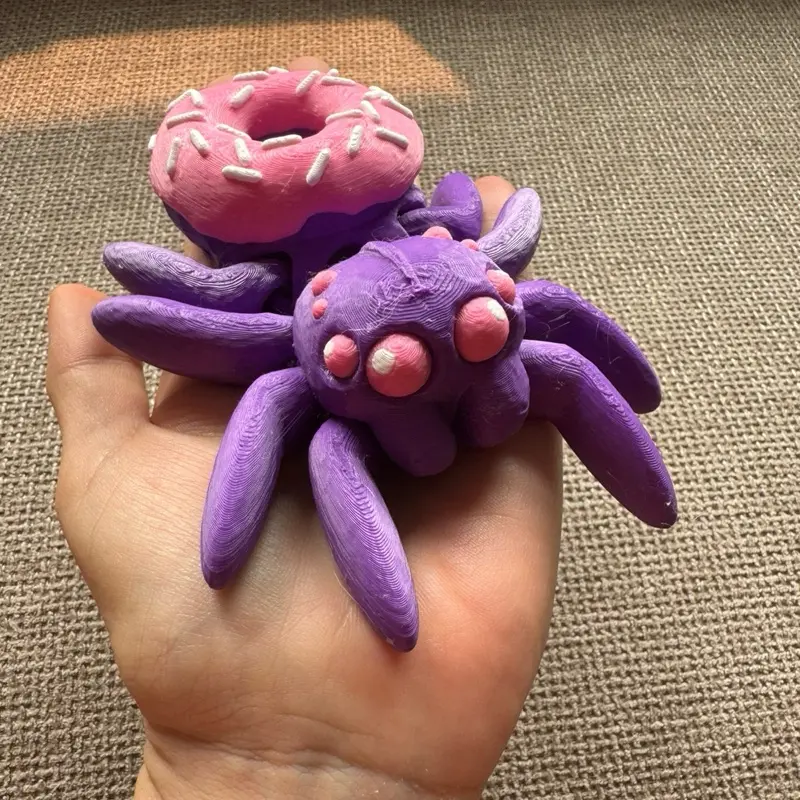 Large 3D-Printed Articulated Donut Spider Fidget Toy with Sprinkles