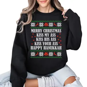 Kiss My Ass Sweater, Christmas Vacation Sweatshirt,  National Lampoon, Happy Hanukkah, Merry Christmas Tee, Clark Griswold