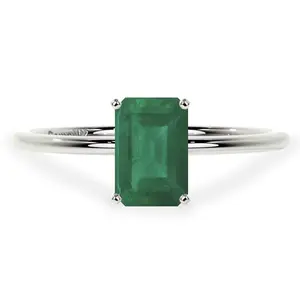 Dainty Emerald Cut Four Prong Emerald Solitaire Ring (1.50cts.)- REM073-8X6-A