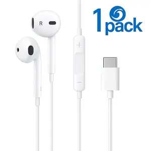 USB C Wired Earphones, Semi-in-ear Design Wired Headphones with Mic & Remote Control, Headphones Jack, Noise Cancelling Earbuds for iPhone 16/15 Pro Max Plus, iPad Pro, Galaxy S23/S22/S21/S20/Ultra Note, Audio