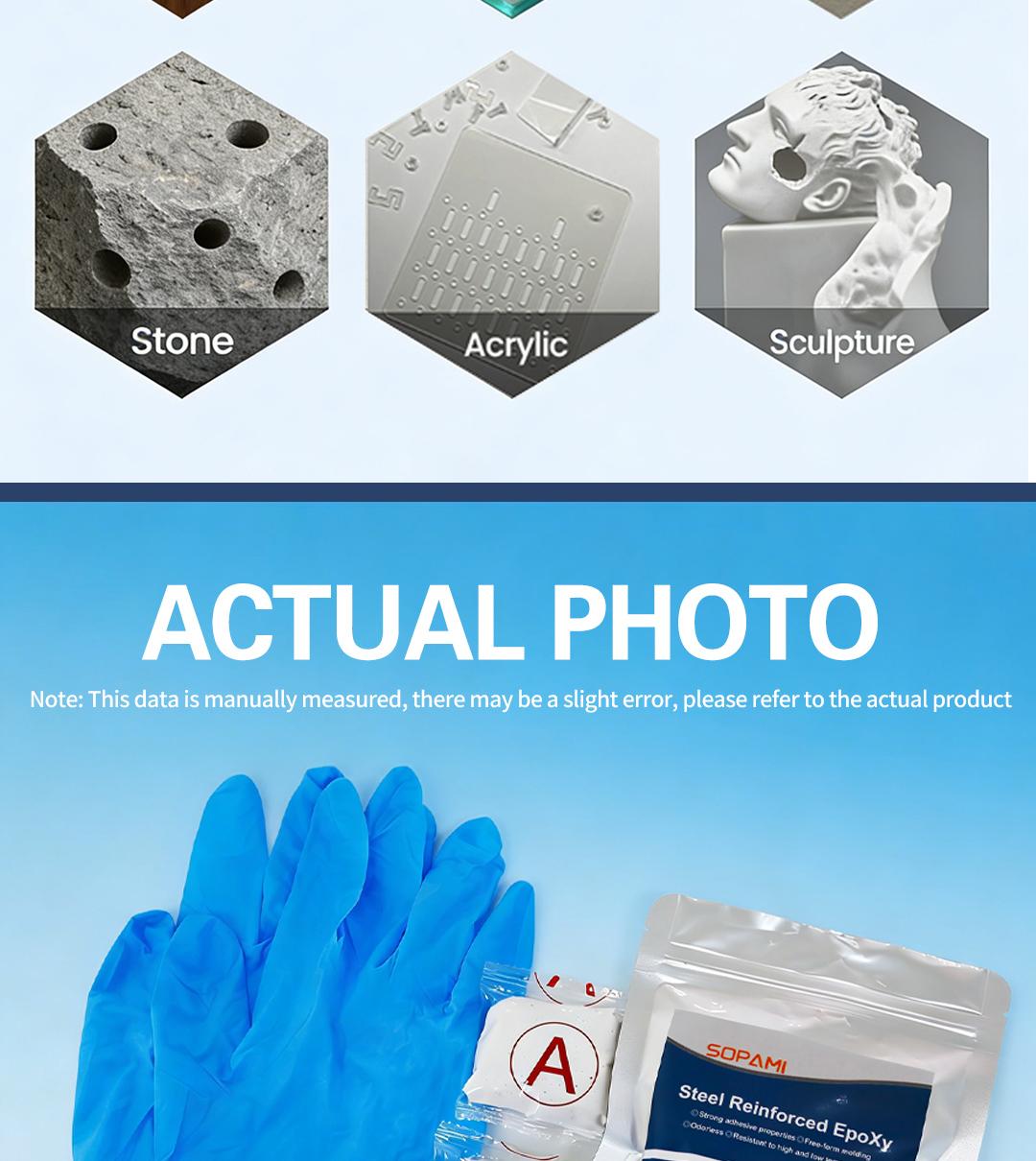 SOPAMI Steel Reinforced Epoxy Putty - Permanent Repair for Metal, Wood & Concrete