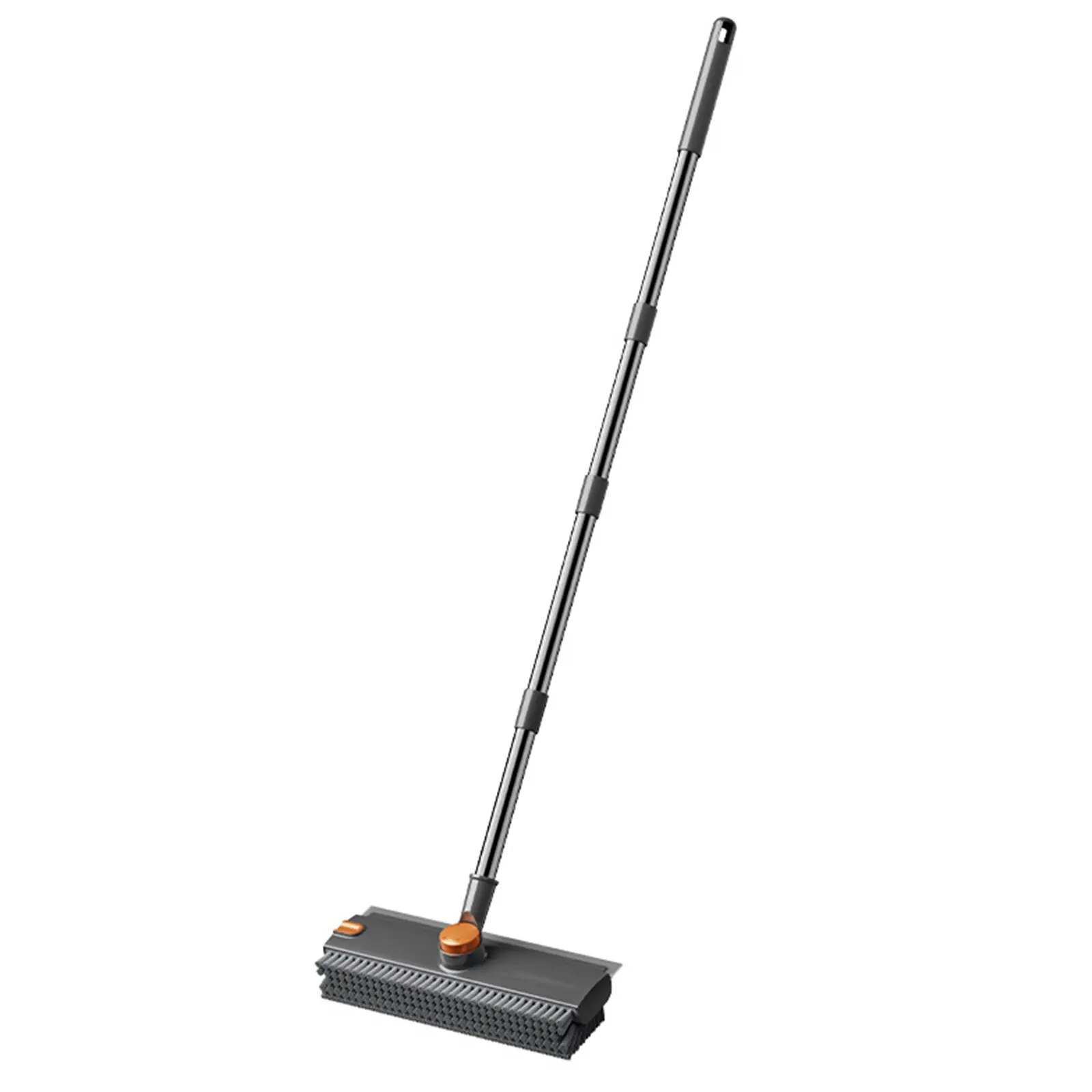 3-in-1 Plastic Multi-Brush Squeegee Floor Scrubber Tool - Stiff Bristles, Adjustable-Length Handle, Silicone Blade, Tweezer - Deep Clean, Dual Brush, Corner Cleaning Squeegees for Bathroom, Garage Glass