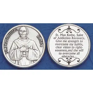 St. Maximilian Kolbe Italian Pocket Token – Patron Saint of Charity &amp; Families