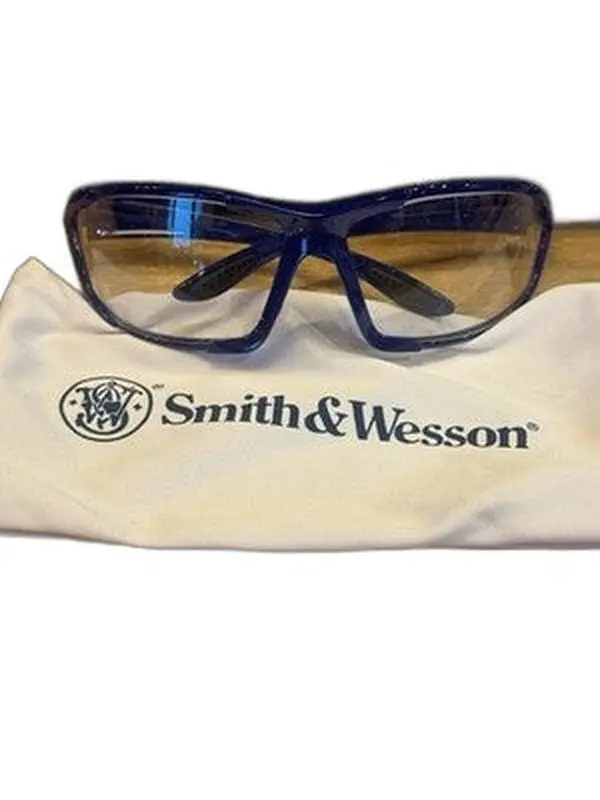 Smith & Wesson Blue Clear Safety Glasses Shooting Eyewear w/ Pouch