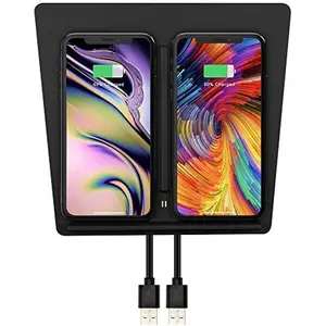 Charger for  Model 3 2017 2018 2019 2020,  Phone  Pad for  Model 3 Accessories,  Center Console Interior, Compatible with  & Smartphones, Black