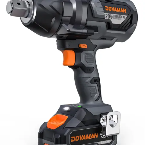 DOVAMAN TITANCE X9 3/4'' Cordless Impact Wrench, Brushless Motor Power Tool with 1650 FT-LBS High Torque, 20V 4000mAh Battery, Fast Charger, 5-Mode Speed Dial, Ergonomic Grip, LED Light for Heavy Duty Wheel Lug Work