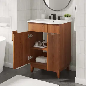 Modway Miles 24” Bathroom Vanity in White Walnut
