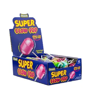 Charms Super Blow Pop 48 ct. - Sweet and Hard Lollipop with Chewy Bubble Gum Center -48 Count Box Snack Candy
